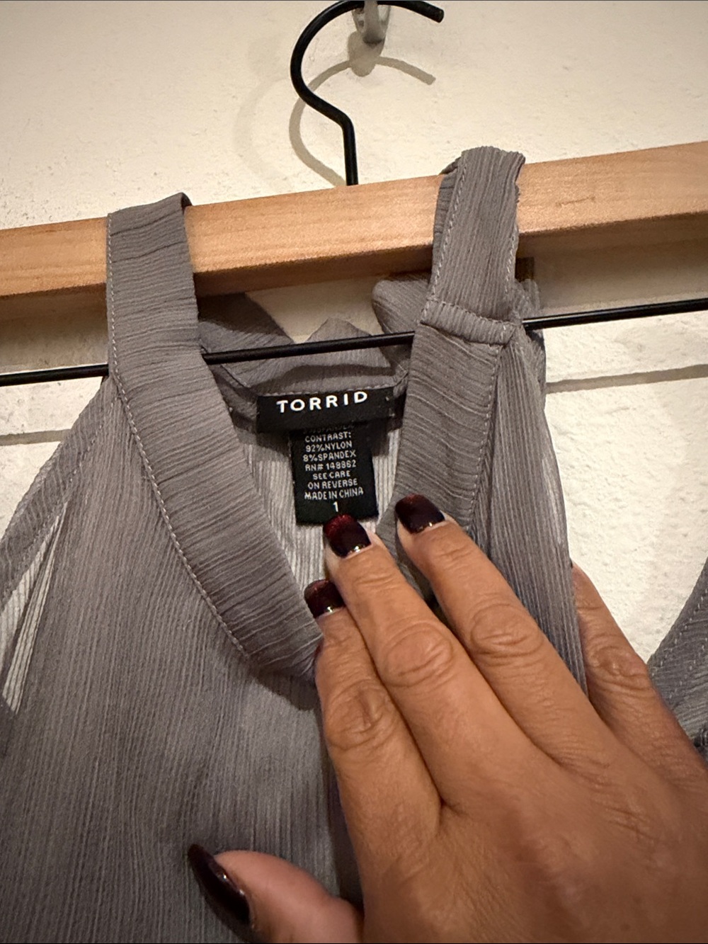 torrid Gray Cold-Shoulder Ruffle Tunic - Picture 3 of 5